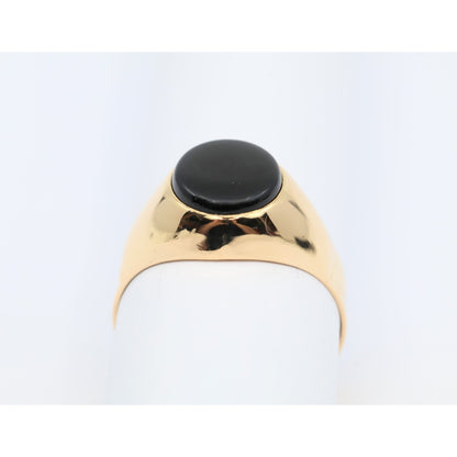 18K Yellow Gold  Oval Onyx Statement Ring