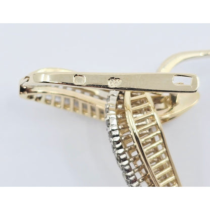 14K Two Tone Gold Diamond Latch Back Hinge Earrings