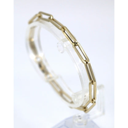 14K Yellow Gold Hollow Paper Clip Link Bracelet