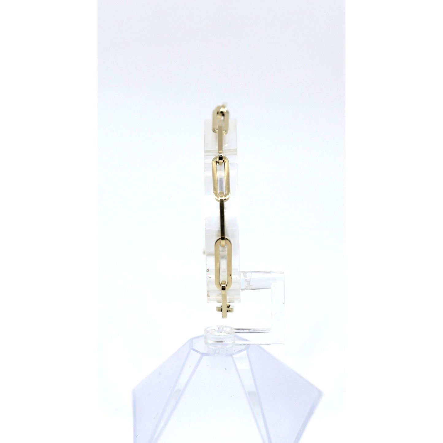 14K Yellow Gold Hollow Paper Clip Link Bracelet