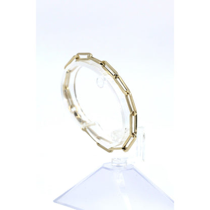 14K Yellow Gold Hollow Paper Clip Link Bracelet