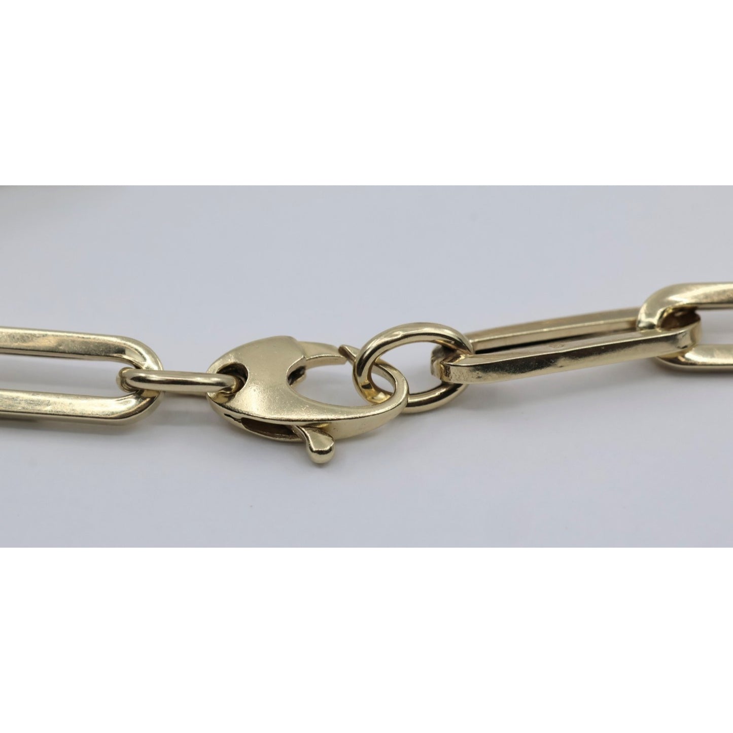 14K Yellow Gold Hollow Paper Clip Link Bracelet