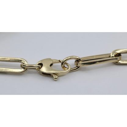 14K Yellow Gold Hollow Paper Clip Link Bracelet