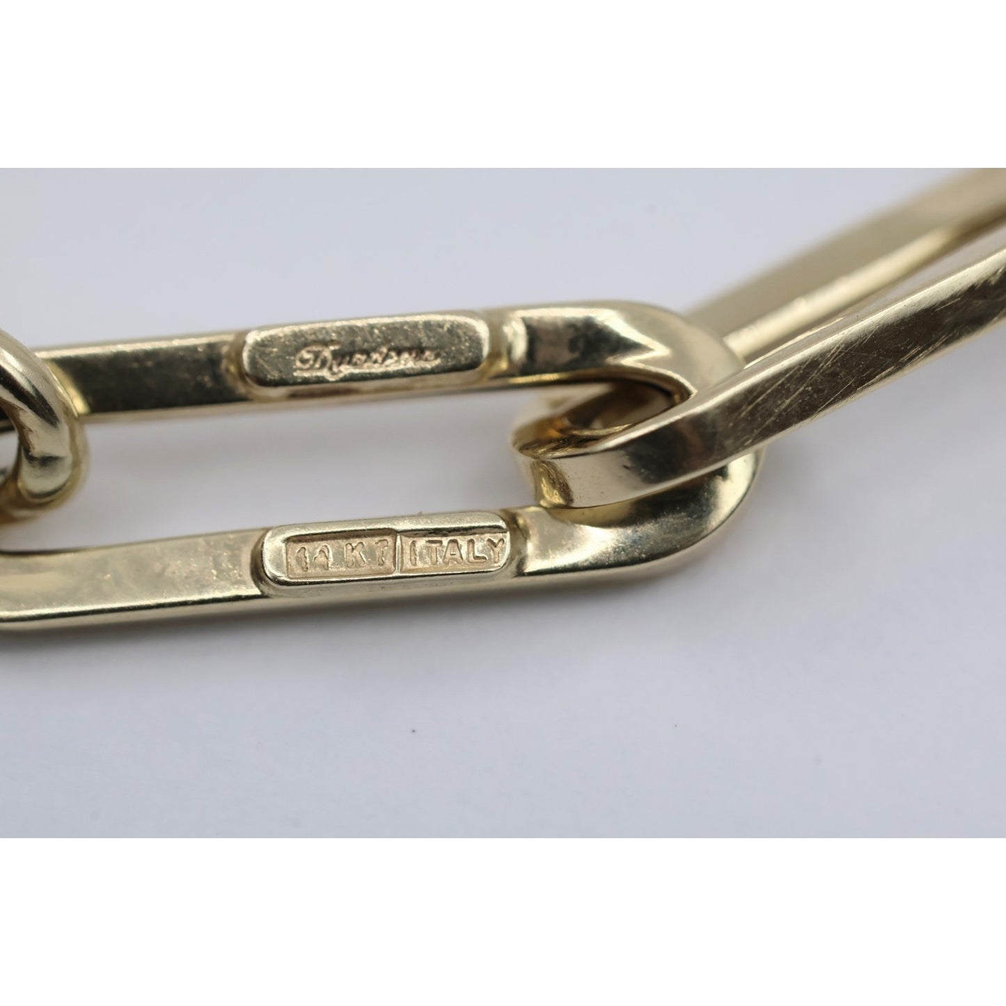 14K Yellow Gold Hollow Paper Clip Link Bracelet