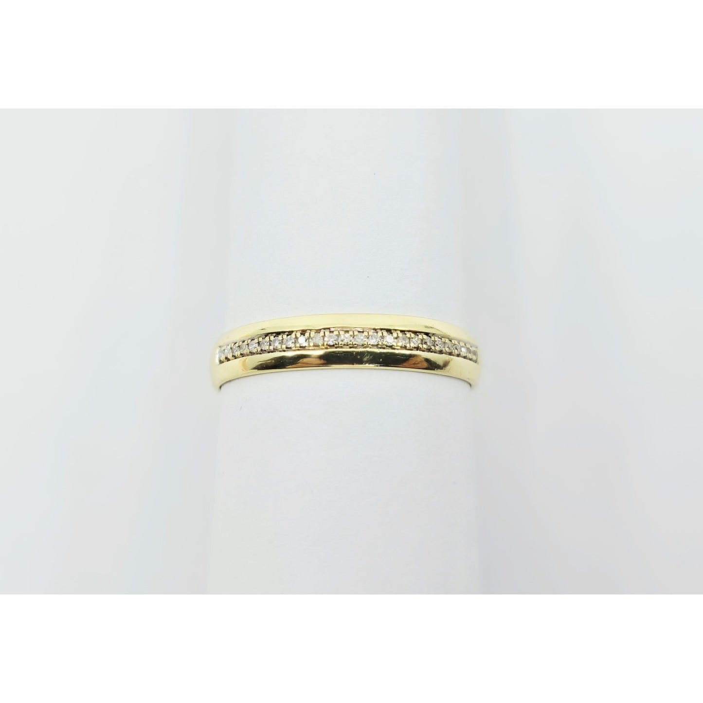 18K Yellow Gold Polished Diamond Wedding Band Ring