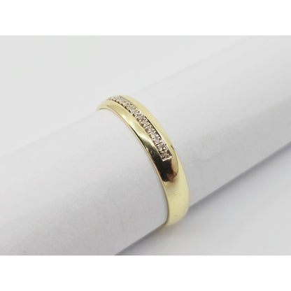 18K Yellow Gold Polished Diamond Wedding Band Ring
