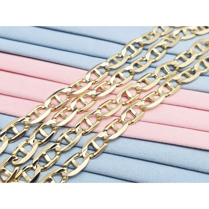 14K Yellow Gold Mariner Link Chain Necklace Italy