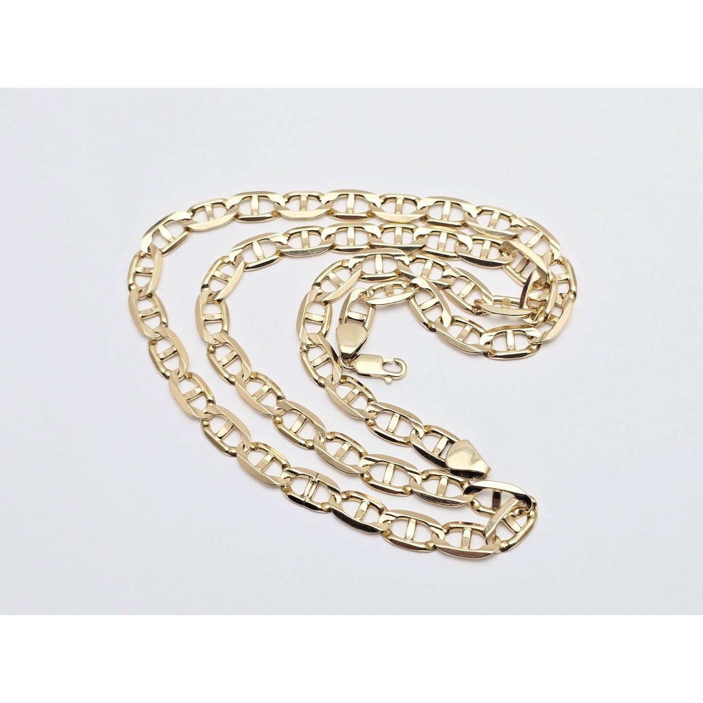 14K Yellow Gold Mariner Link Chain Necklace Italy