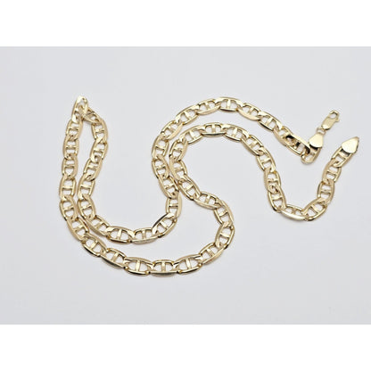14K Yellow Gold Mariner Link Chain Necklace Italy