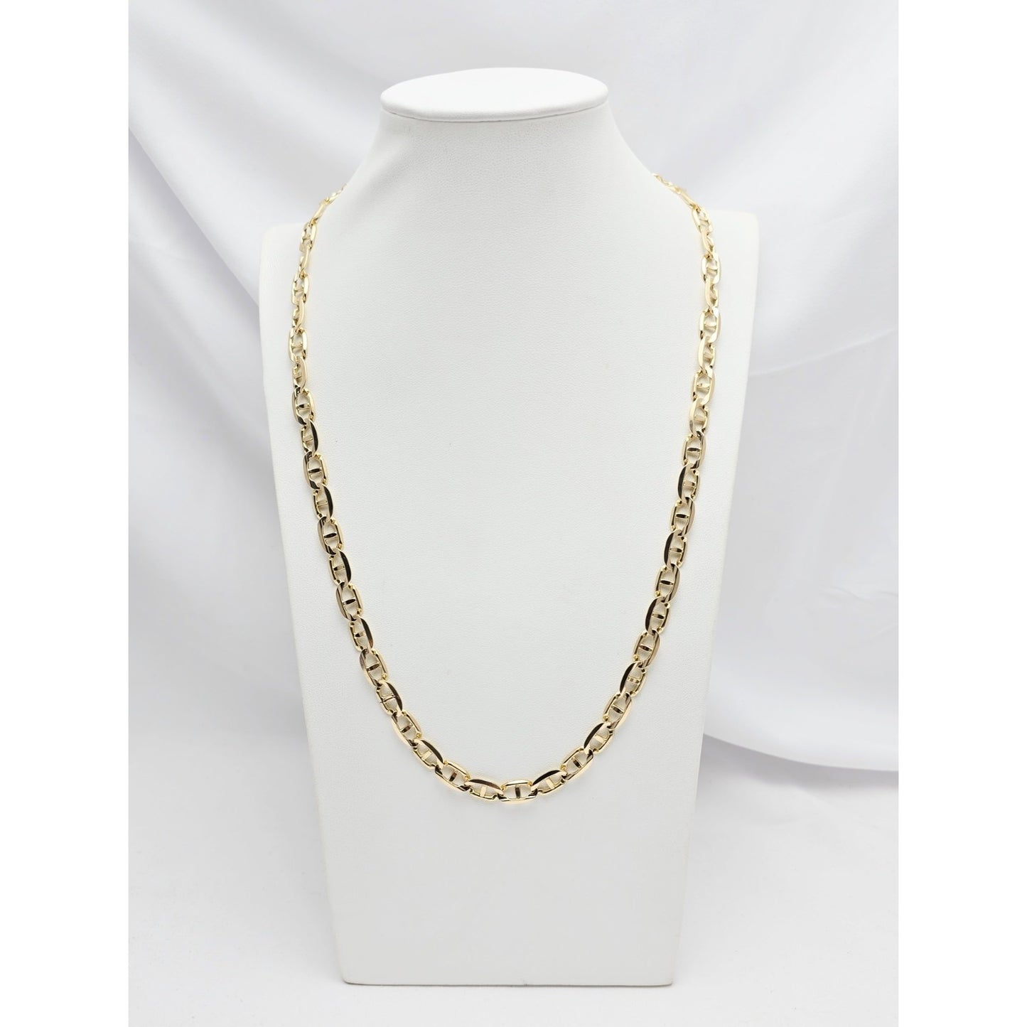 14K Yellow Gold Mariner Link Chain Necklace Italy