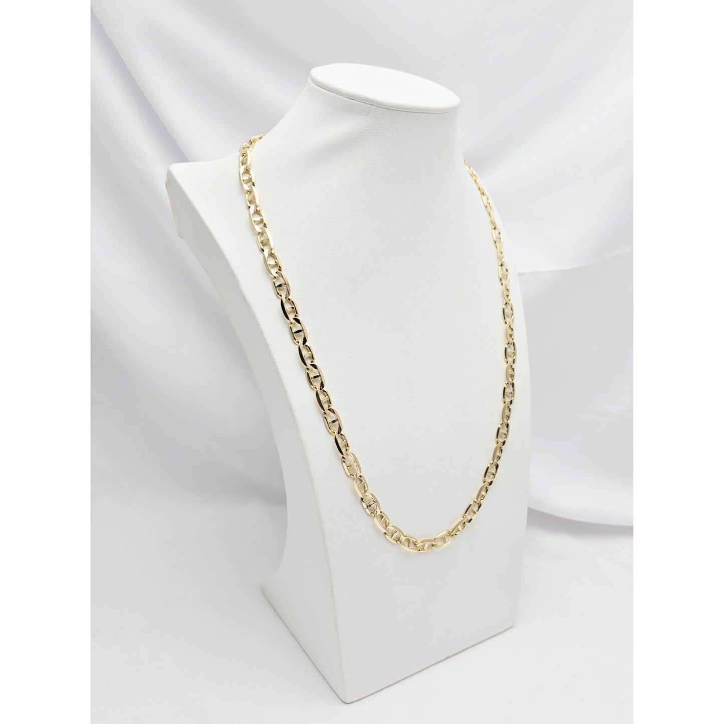 14K Yellow Gold Mariner Link Chain Necklace Italy