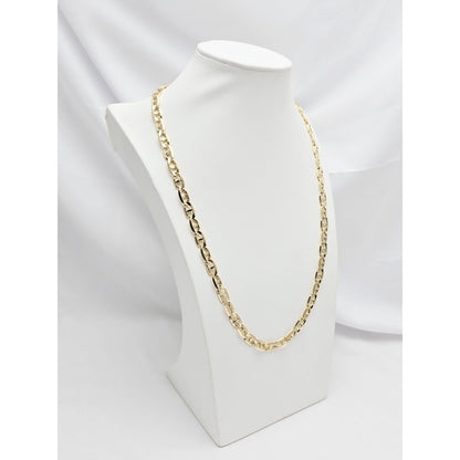 14K Yellow Gold Mariner Link Chain Necklace Italy