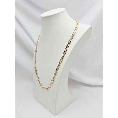 14K Yellow Gold Mariner Link Chain Necklace Italy