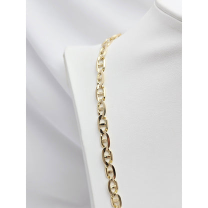 14K Yellow Gold Mariner Link Chain Necklace Italy