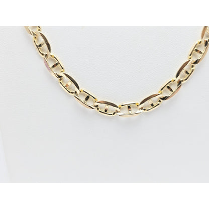 14K Yellow Gold Mariner Link Chain Necklace Italy