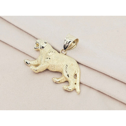 10K Yellow Gold Tiger Panther Leopard Jaguar Style Big Cat Charm Pendant