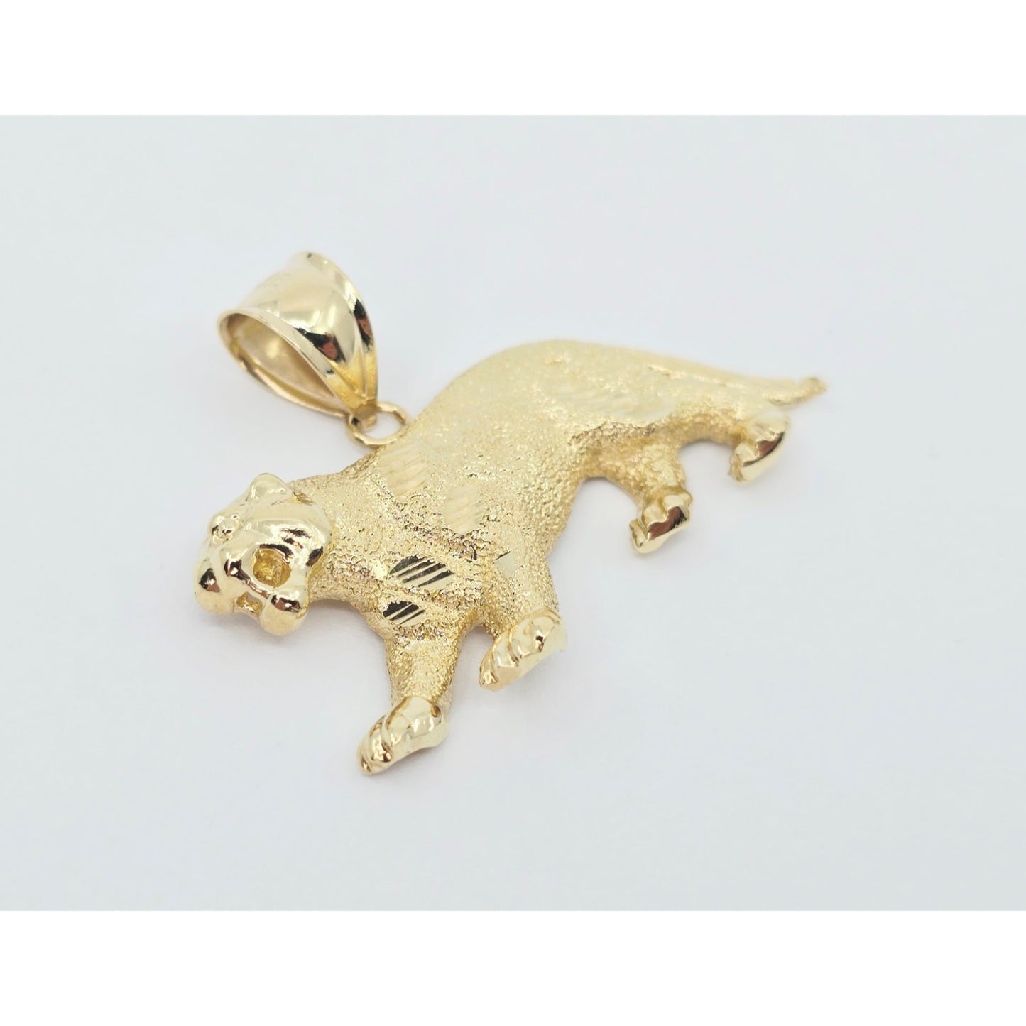 10K Yellow Gold Tiger Panther Leopard Jaguar Style Big Cat Charm Pendant