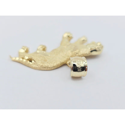 10K Yellow Gold Tiger Panther Leopard Jaguar Style Big Cat Charm Pendant