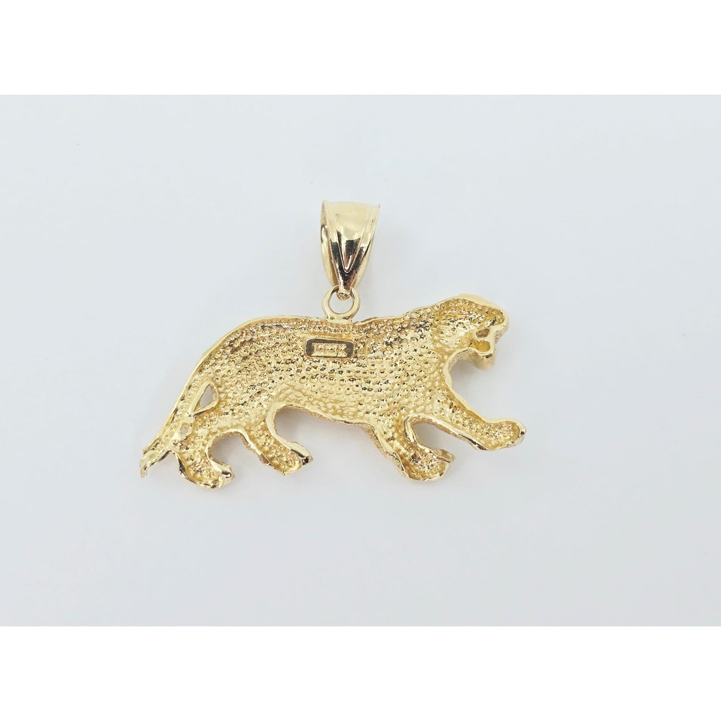 10K Yellow Gold Tiger Panther Leopard Jaguar Style Big Cat Charm Pendant