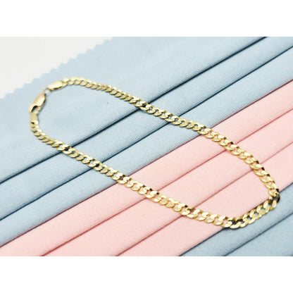 14K Yellow Gold Flat Curb Cuban Link Chain Bracelet