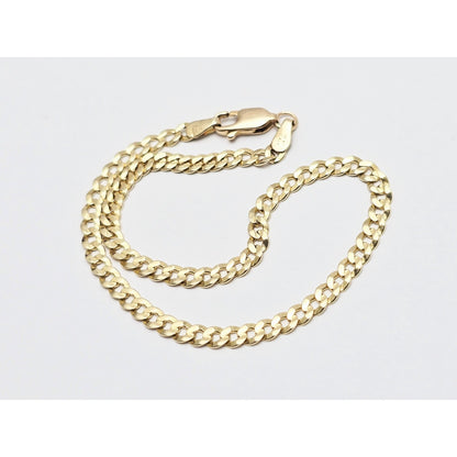 14K Yellow Gold Flat Curb Cuban Link Chain Bracelet