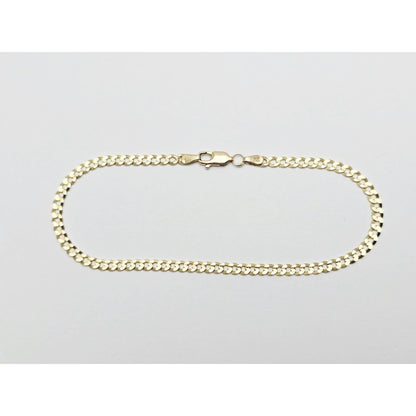 14K Yellow Gold Flat Curb Cuban Link Chain Bracelet