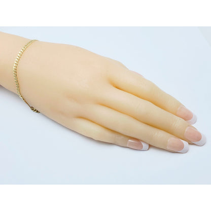 14K Yellow Gold Flat Curb Cuban Link Chain Bracelet