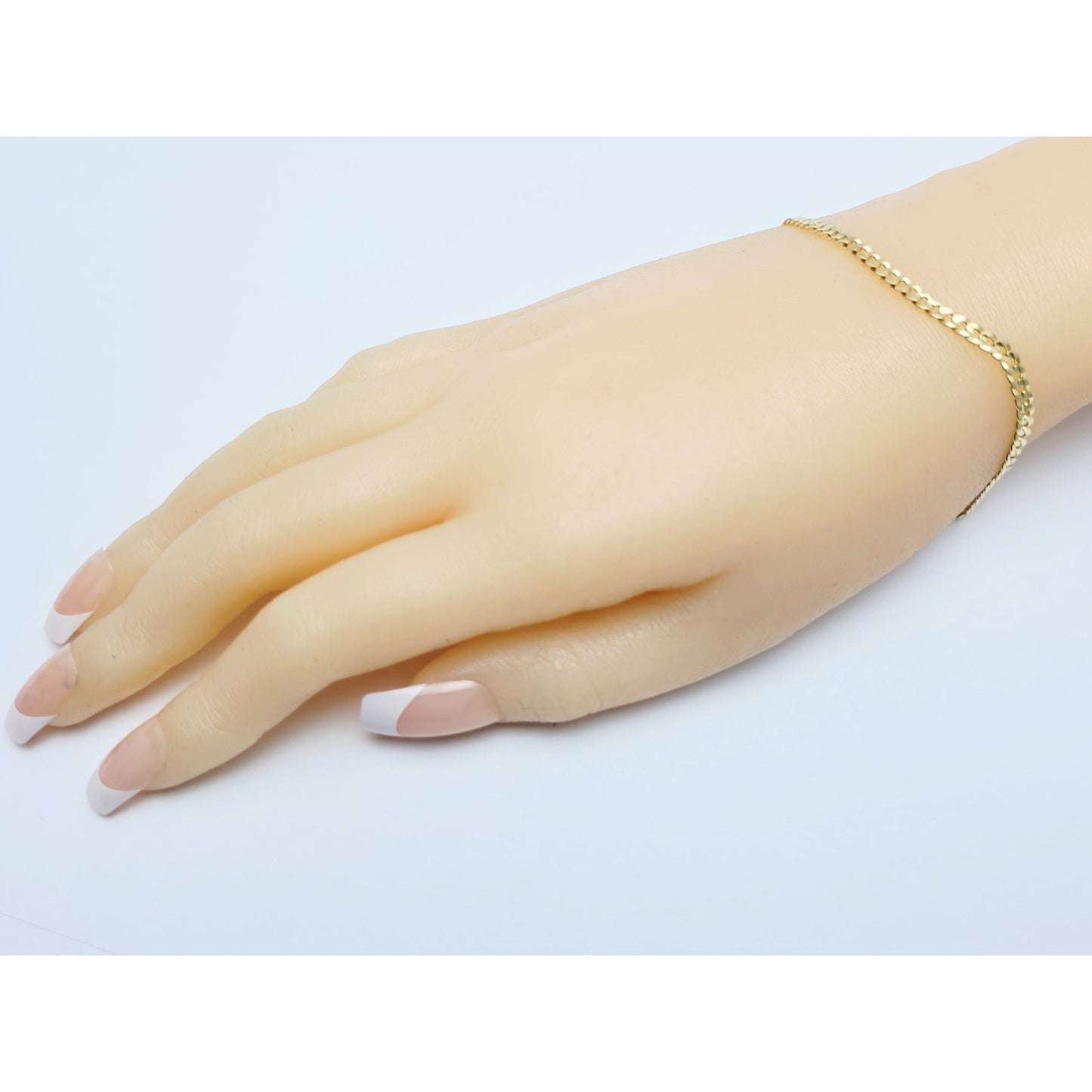 14K Yellow Gold Flat Curb Cuban Link Chain Bracelet