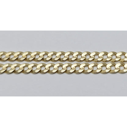 14K Yellow Gold Flat Curb Cuban Link Chain Bracelet