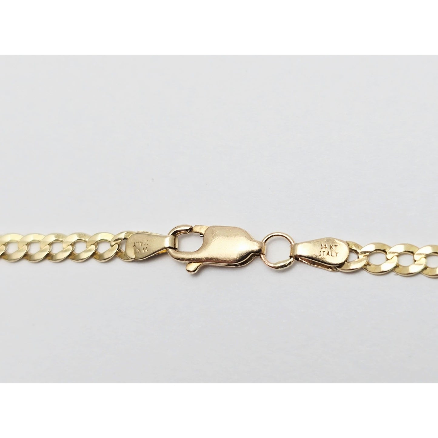14K Yellow Gold Flat Curb Cuban Link Chain Bracelet