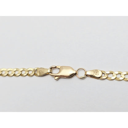 14K Yellow Gold Flat Curb Cuban Link Chain Bracelet