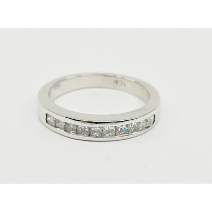 14K White Gold Princess Cut Diamond Wedding Band