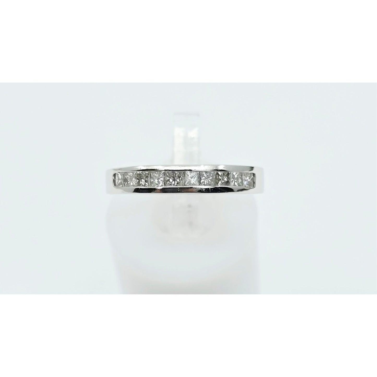 14K White Gold Princess Cut Diamond Wedding Band
