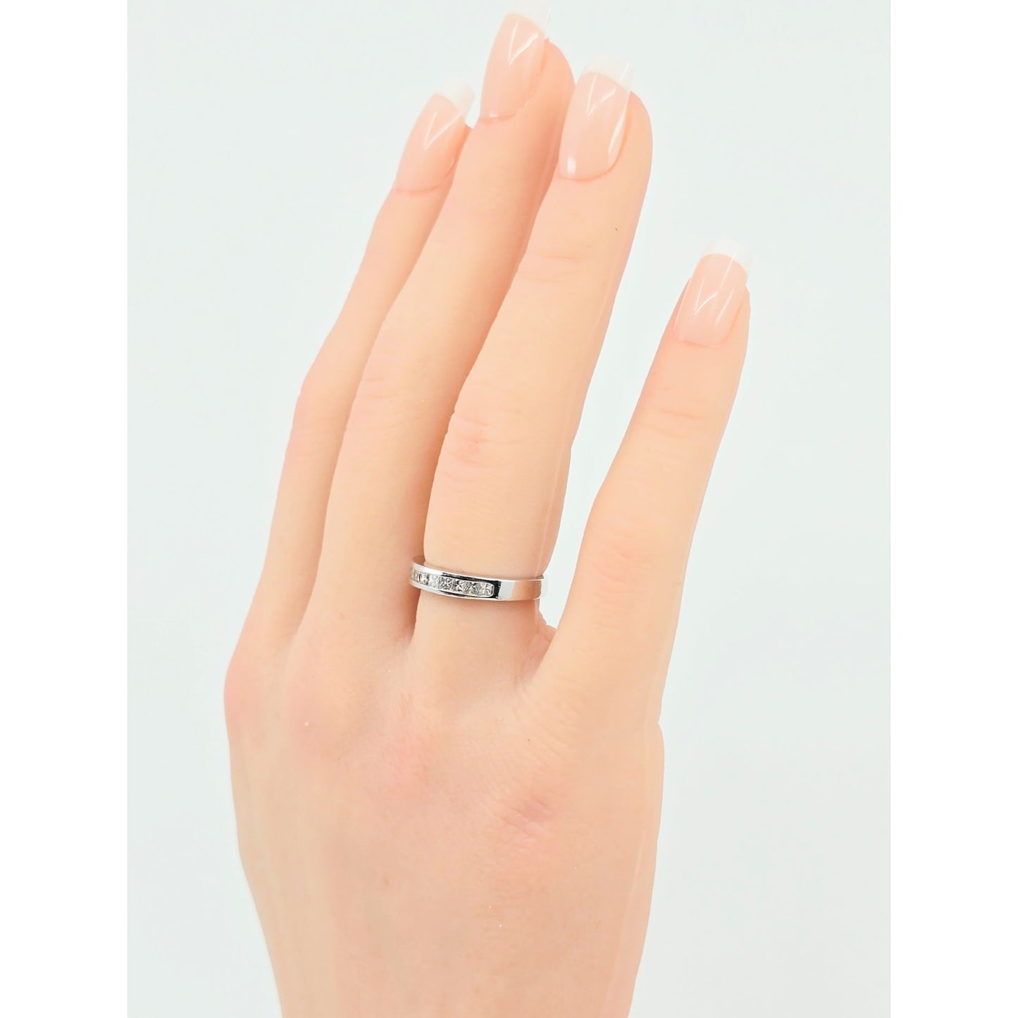 14K White Gold Princess Cut Diamond Wedding Band