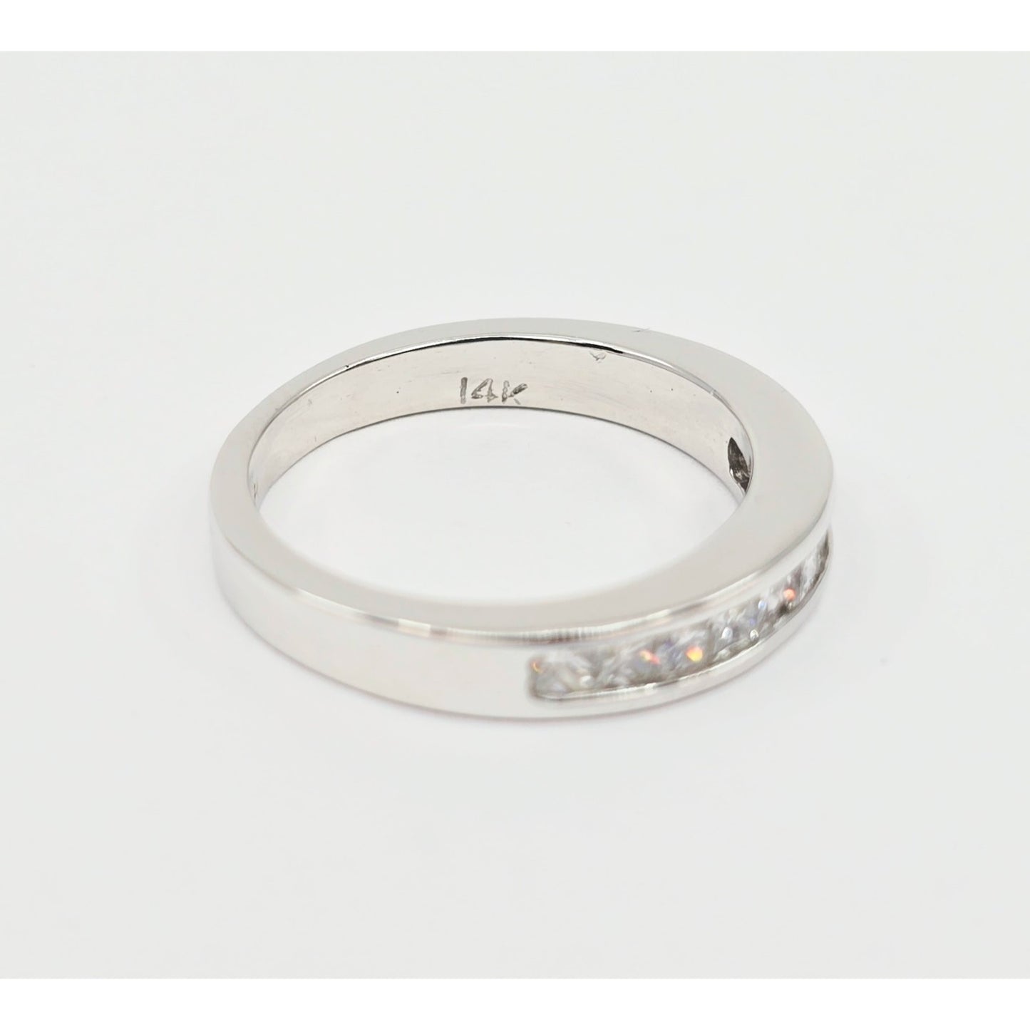 14K White Gold Princess Cut Diamond Wedding Band