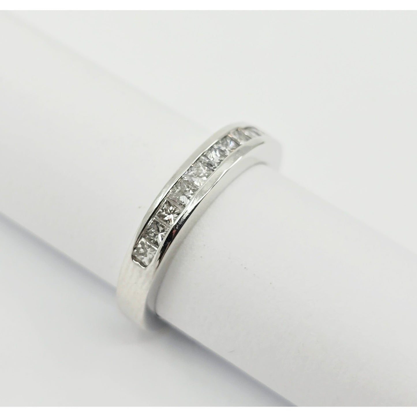 14K White Gold Princess Cut Diamond Wedding Band