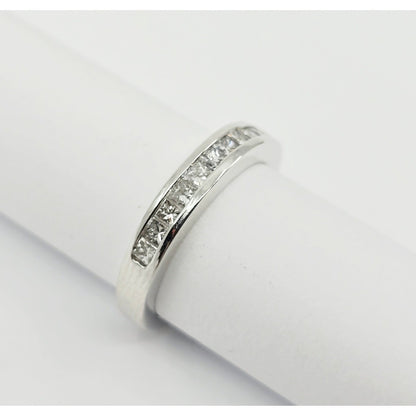 14K White Gold Princess Cut Diamond Wedding Band