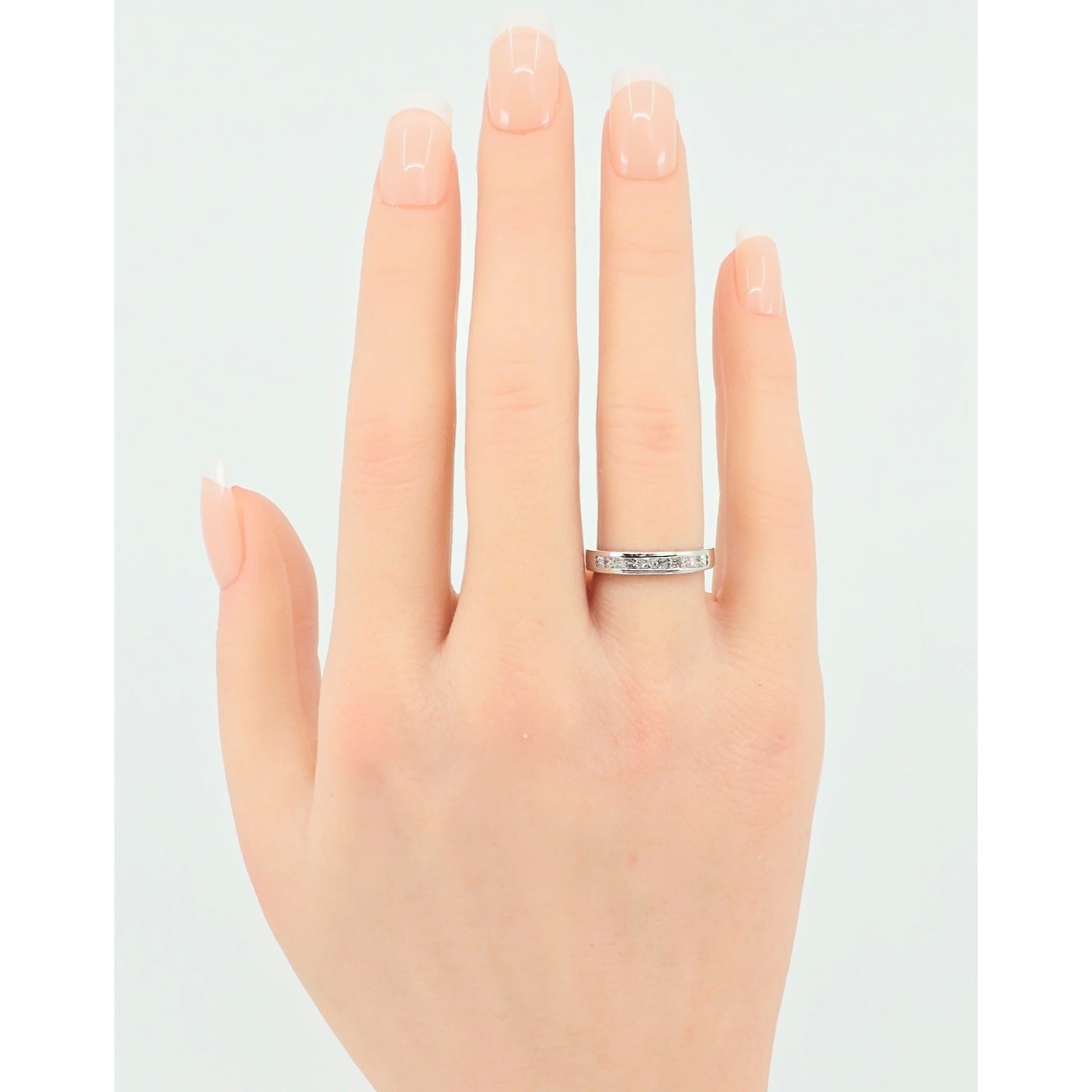 14K White Gold Princess Cut Diamond Wedding Band