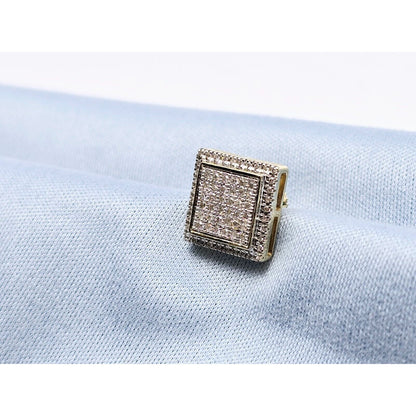 Single 10K Two Tone Gold Square Shaped Diamond Stud Earring