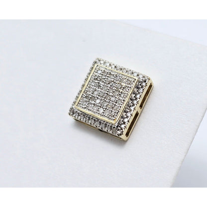 Single 10K Two Tone Gold Square Shaped Diamond Stud Earring