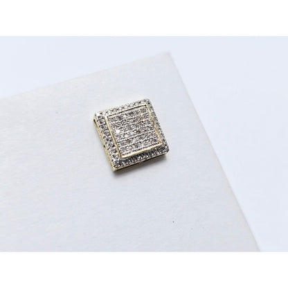 Single 10K Two Tone Gold Square Shaped Diamond Stud Earring