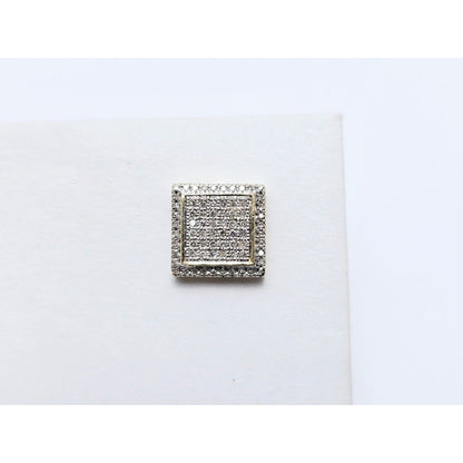 Single 10K Two Tone Gold Square Shaped Diamond Stud Earring