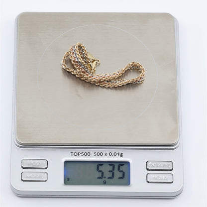 14K Tri Tone Gold Flat Wide Multi Row Rope Bracelet