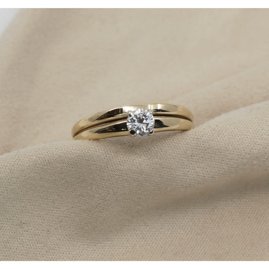 13K Yellow Gold Solitaire Diamond Engagement Ring