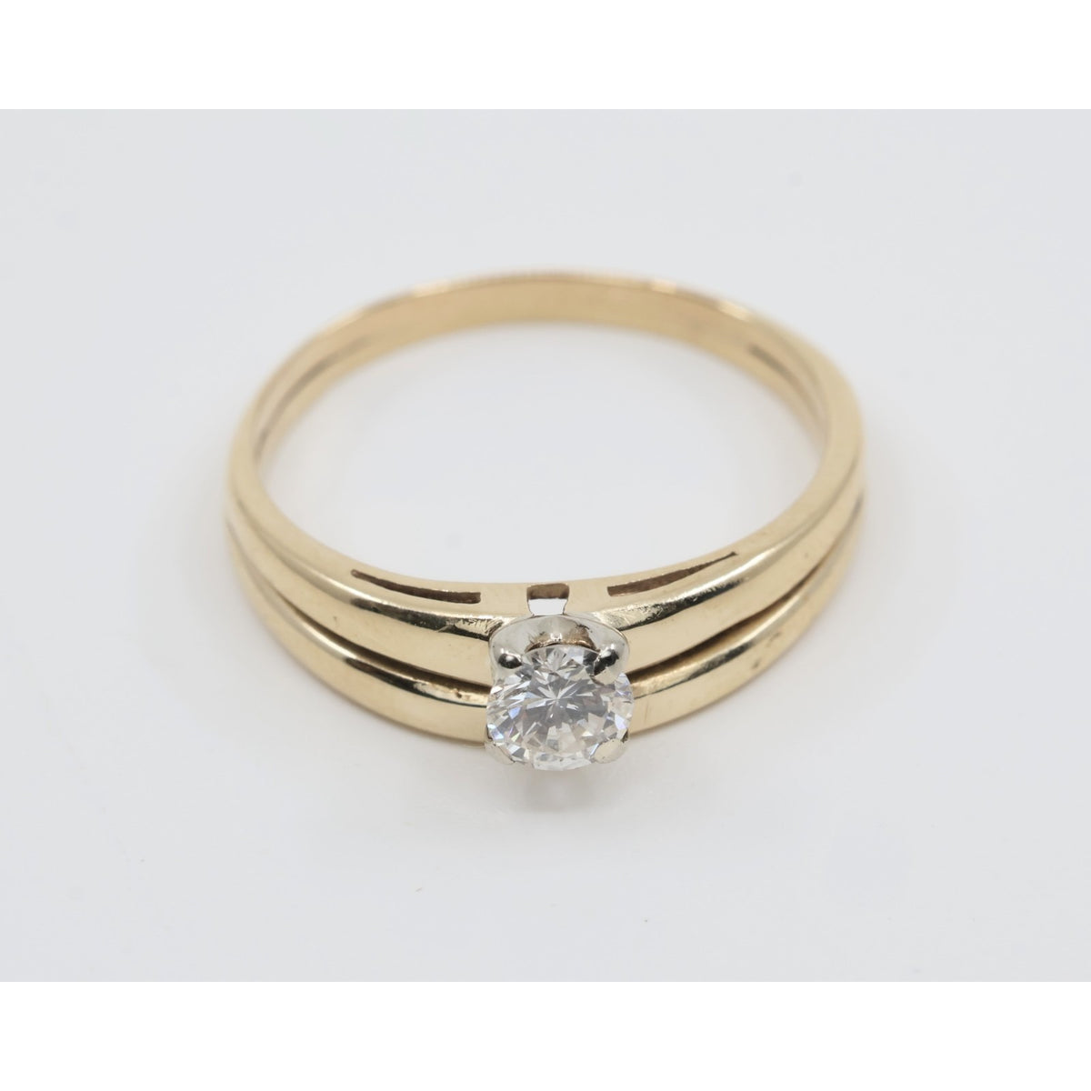 13K Yellow Gold Solitaire Diamond Engagement Ring