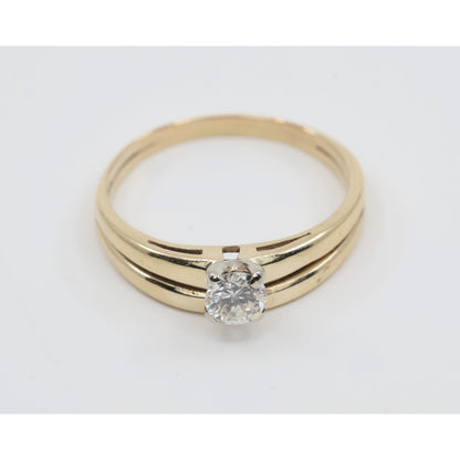 13K Yellow Gold Solitaire Diamond Engagement Ring