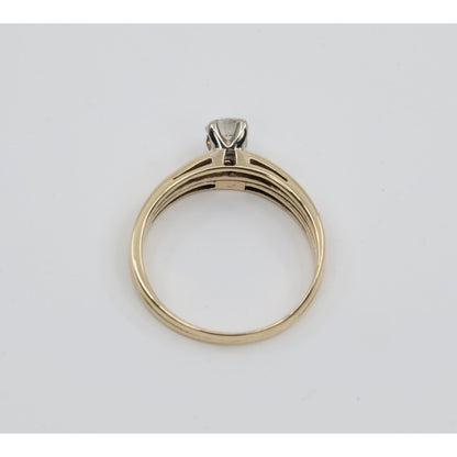 13K Yellow Gold Solitaire Diamond Engagement Ring