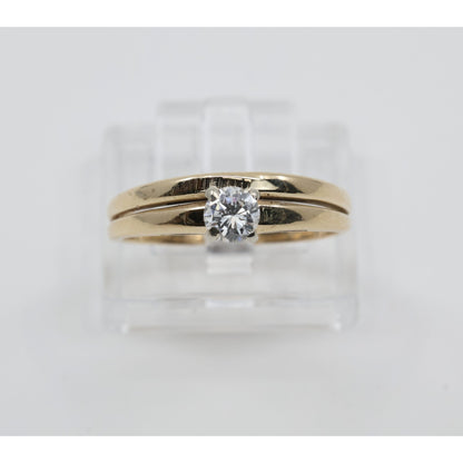 13K Yellow Gold Solitaire Diamond Engagement Ring
