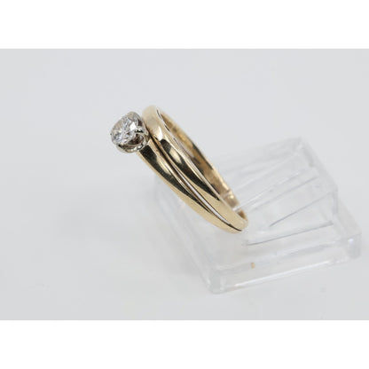 13K Yellow Gold Solitaire Diamond Engagement Ring