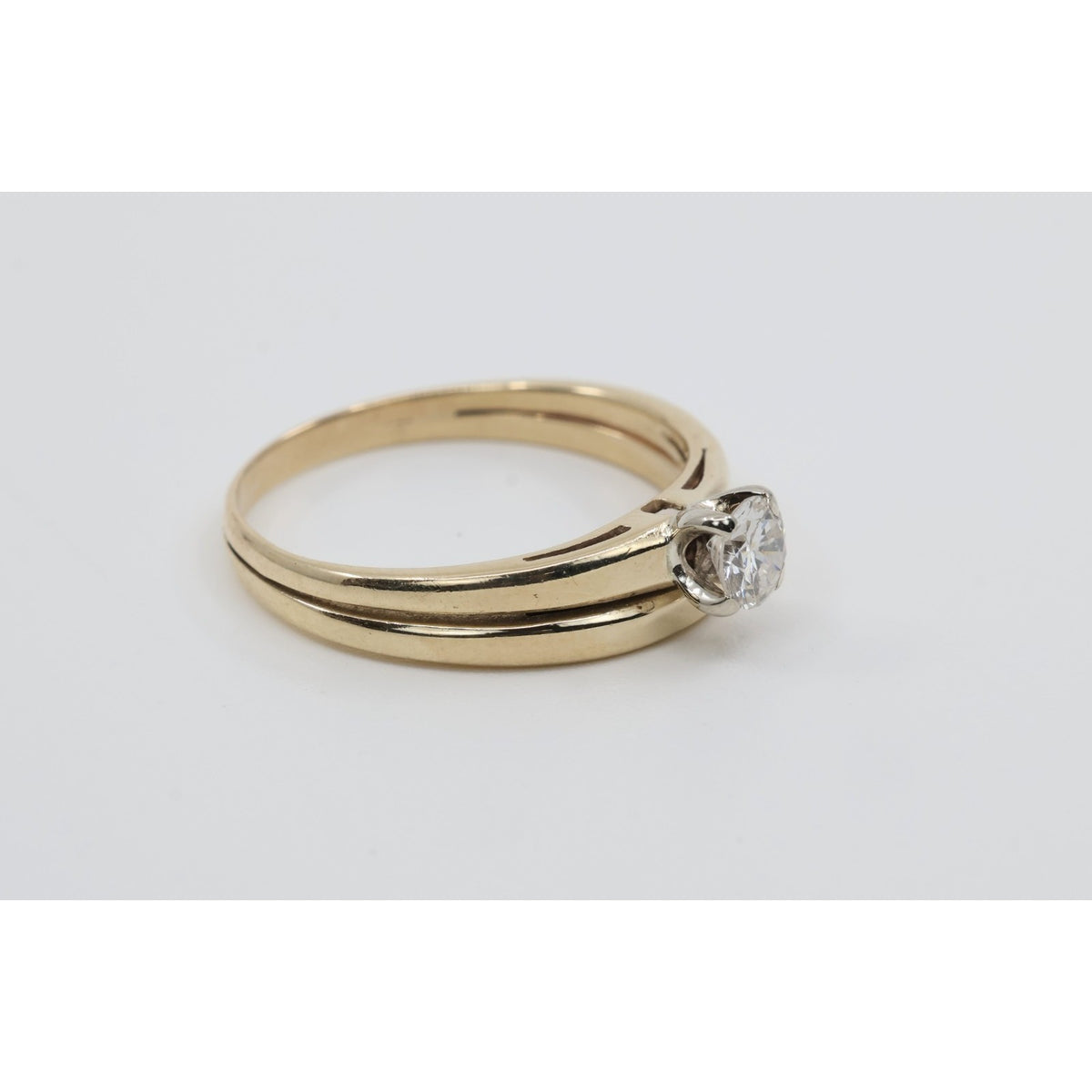 13K Yellow Gold Solitaire Diamond Engagement Ring
